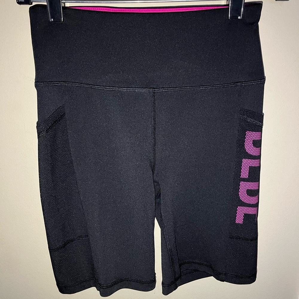 Black magenta “bebe” biker shorts